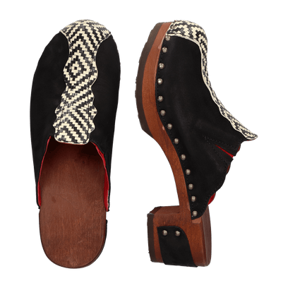 Wannabe Wood Damen Clogs Nero