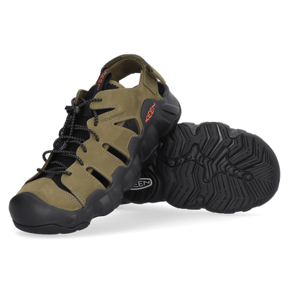 Hyperport Fisherman Herren Leder-Sandalen Dark Olive/Black