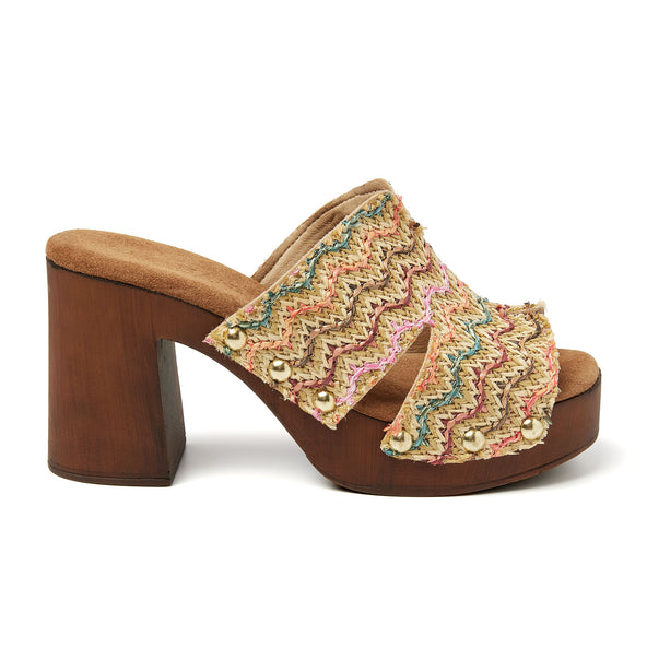 Elena Damen Clogs Raffia Multi