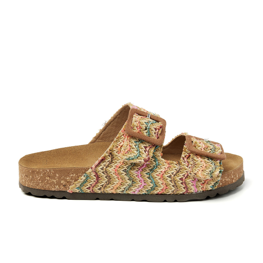 Sofia Damen Pantoletten Raffia Multi