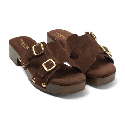 Aria Damen Wildleder-Clogs Brown