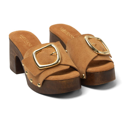 Celia Damen Wildleder-Clogs Cuoio