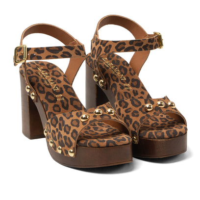 Luisa Damen Wildleder-Clogs Leopard