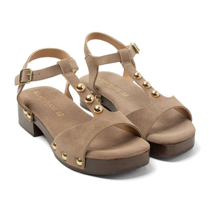 Ola Damen Wildleder-Clogs Taupe