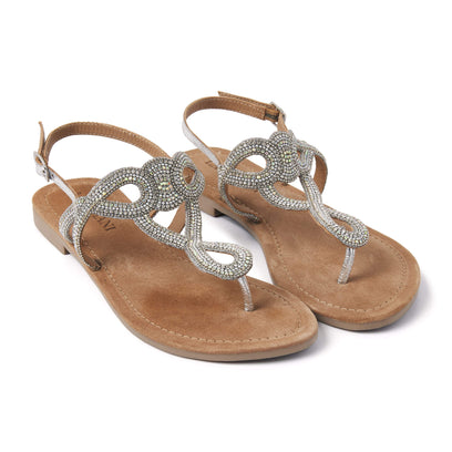 Emily Damen Ledersandalen Silver