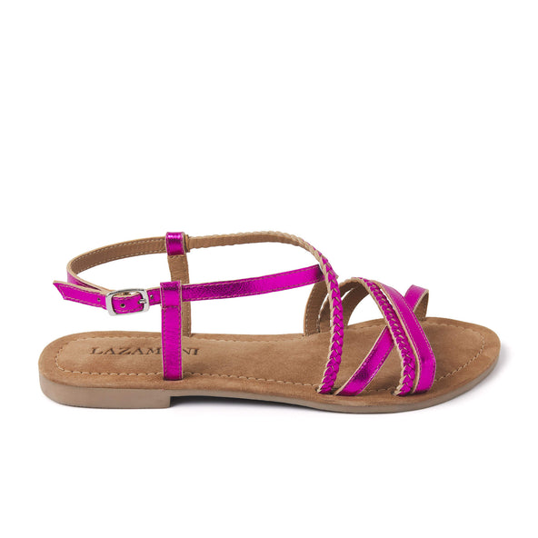 Zoe Damen Ledersandalen Fuxia