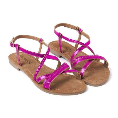 Zoe Damen Ledersandalen Fuxia