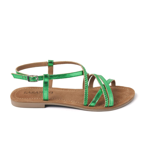 Zoe Damen Ledersandalen Green