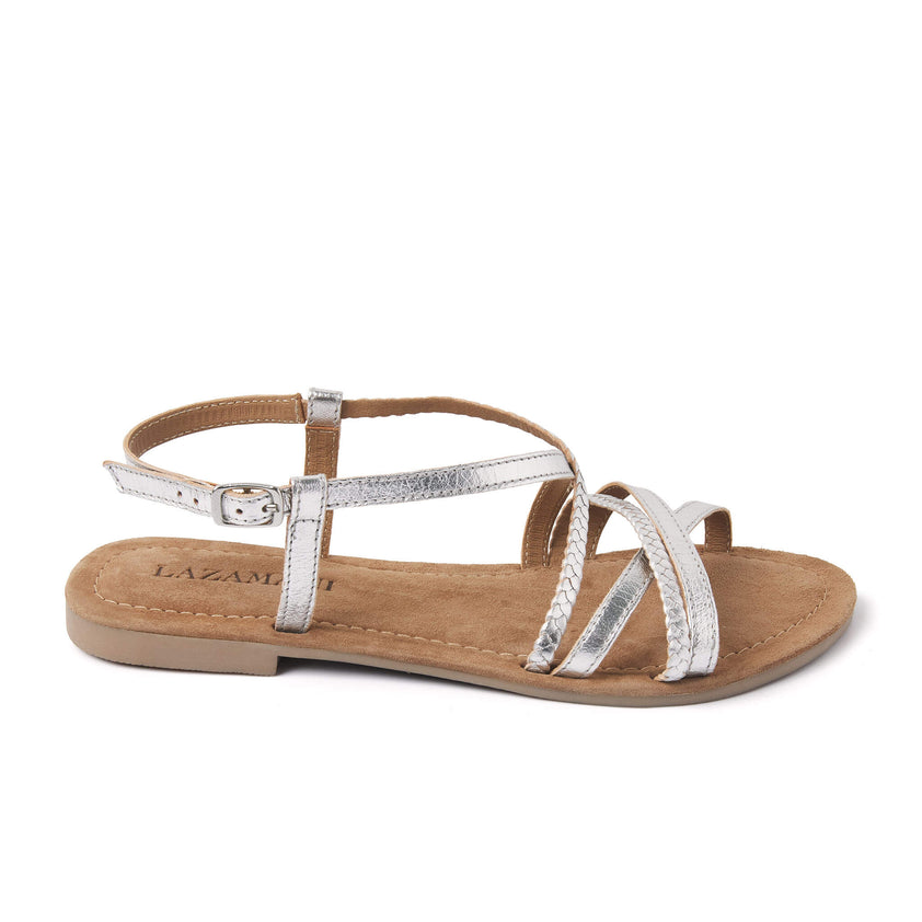 Zoe Damen Ledersandalen Silver