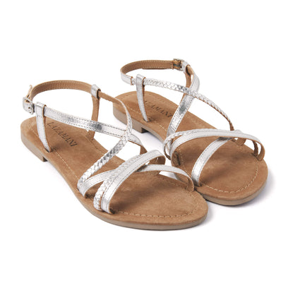 Zoe Damen Ledersandalen Silver