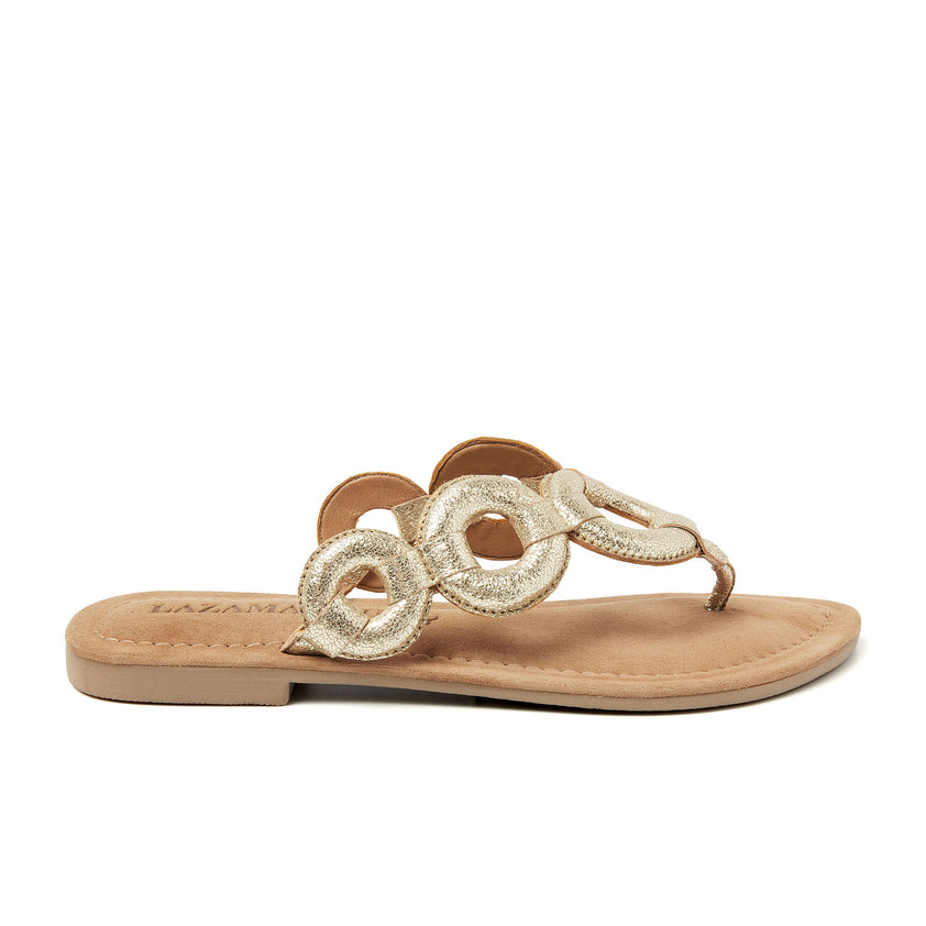 Juliet Damen Leder-Zehentrenner Gold