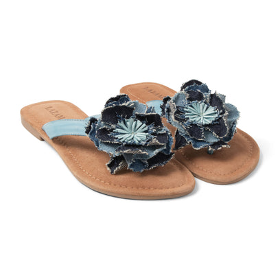 Peony Damen Leder-Zehentrenner Denim