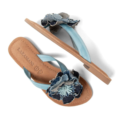 Peony Damen Leder-Zehentrenner Denim