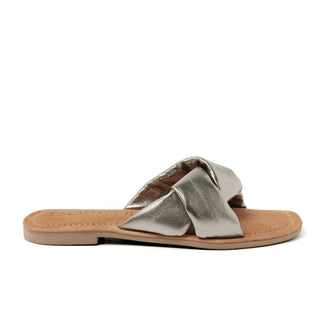 Kai Damen Leder-Pantoletten Pewter