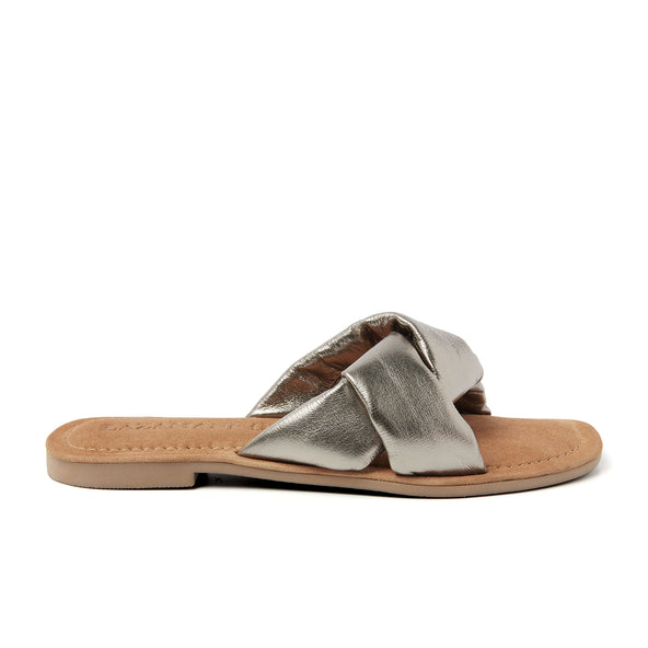 Kai Damen Leder-Pantoletten Pewter