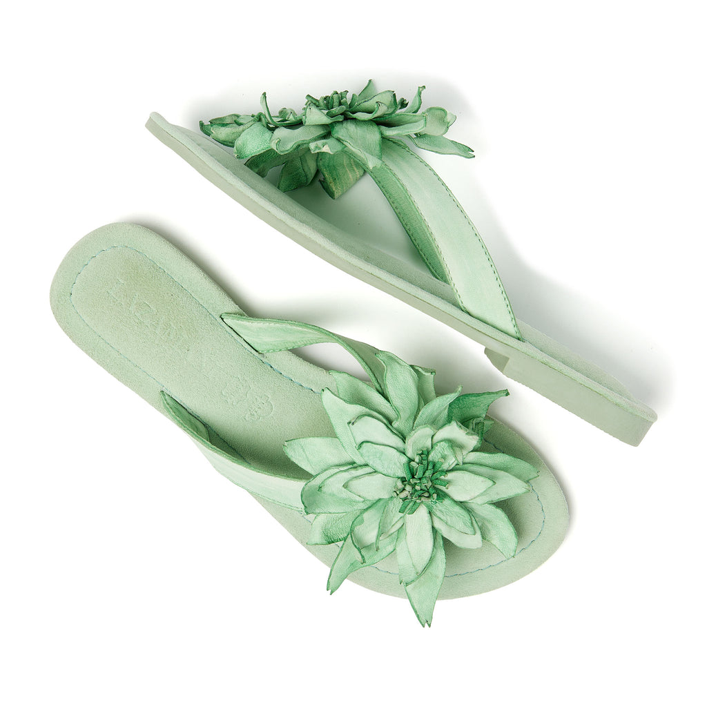 Daisy Damen Leder-Zehentrenner Green