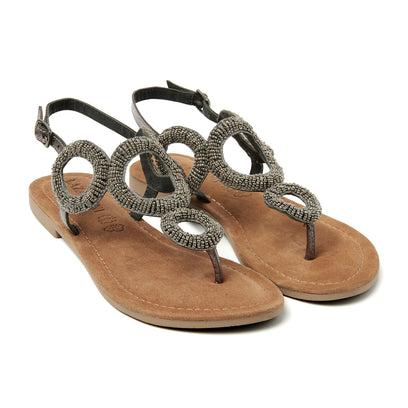 Gita Damen Ledersandalen Pewter