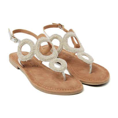 Gita Damen Ledersandalen Silver