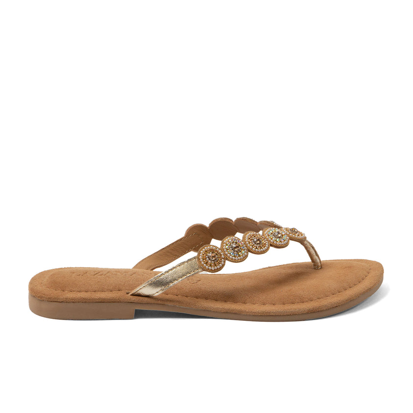 Lea Damen Leder-Zehentrenner Gold