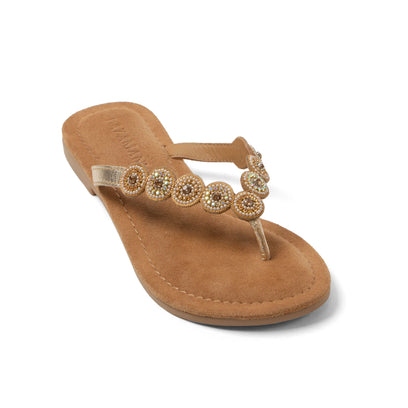 Lea Damen Leder-Zehentrenner Gold