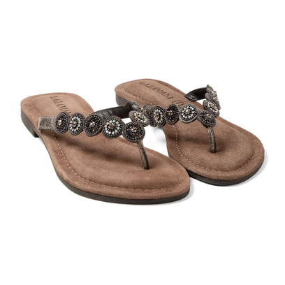 Lea Damen Leder-Zehentrenner Pewter