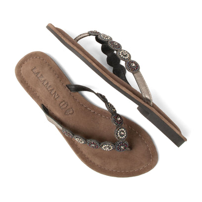 Lea Damen Leder-Zehentrenner Pewter