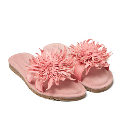 Moa Damen Leder-Pantoletten Rose