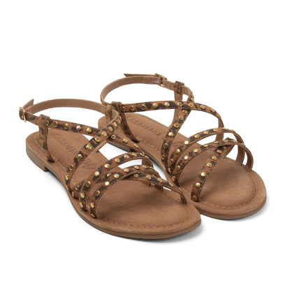 Tova Damen Wildleder-Sandalen Leopard