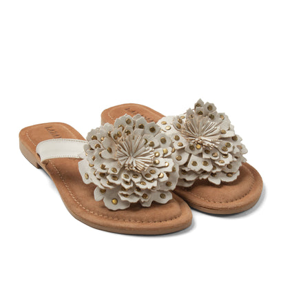 Kira Damen Leder-Zehentrenner White