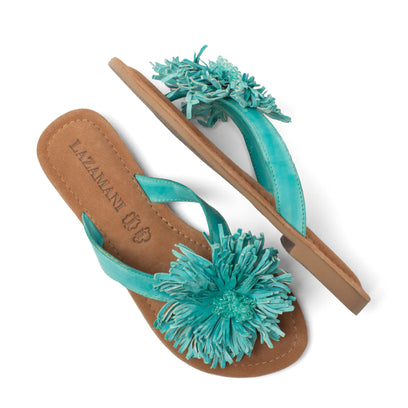 Roza Damen Leder-Zehentrenner Turquoise