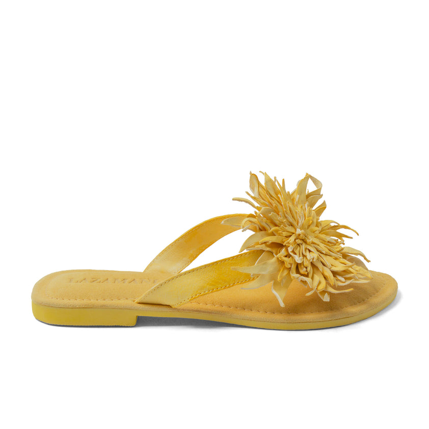 Cynthia Damen Leder-Zehentrenner Yellow