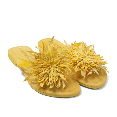 Cynthia Damen Leder-Zehentrenner Yellow