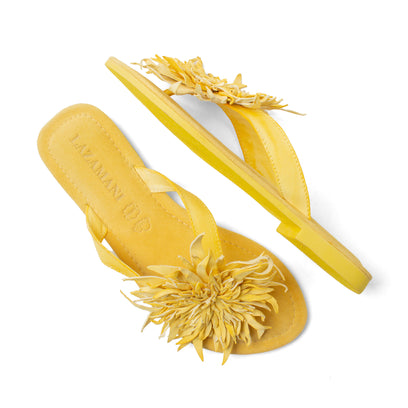 Cynthia Damen Leder-Zehentrenner Yellow