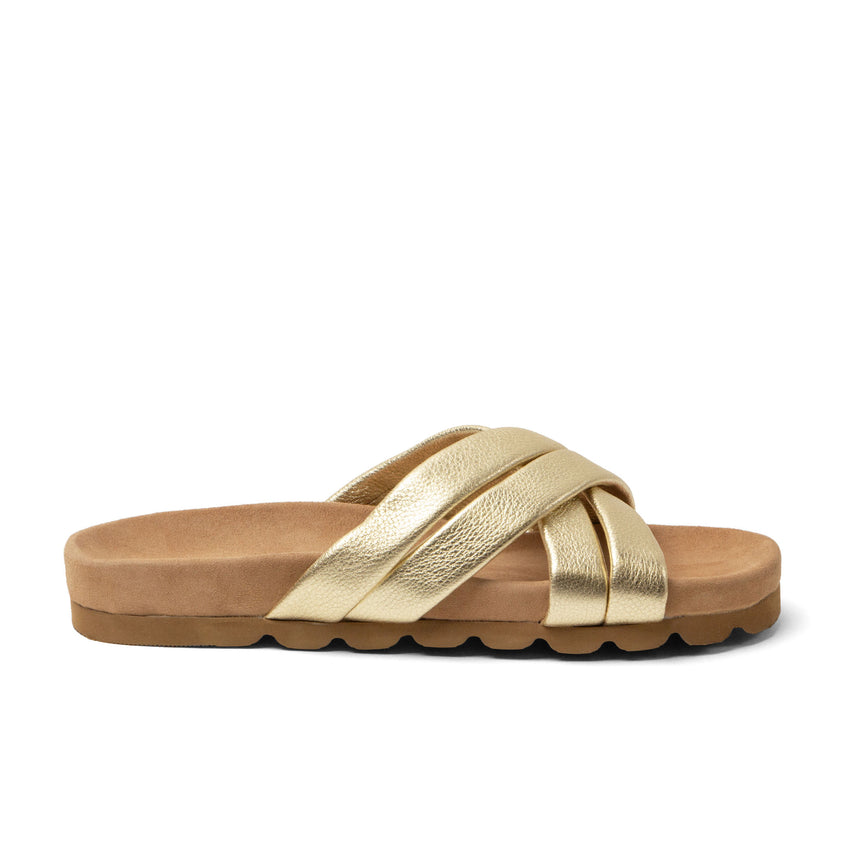 Lee Damen Leder-Pantoletten Gold