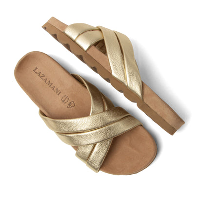 Lee Damen Leder-Pantoletten Gold