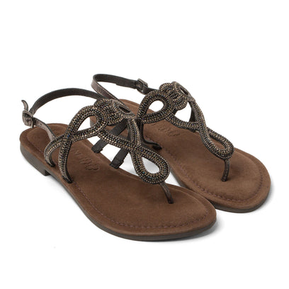 Luus Damen Leder-Sandalen Pewter