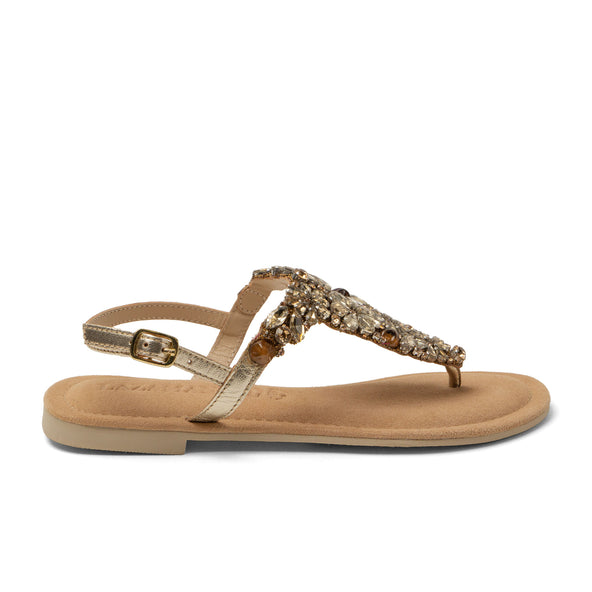 Sil Damen Leder-Sandalen Gold
