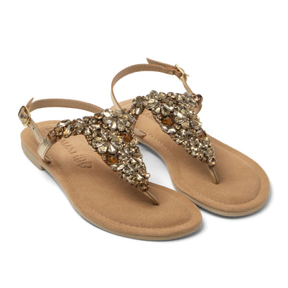 Sil Damen Leder-Sandalen Gold