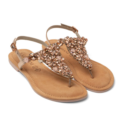 Sil Damen Leder-Sandalen Roségold