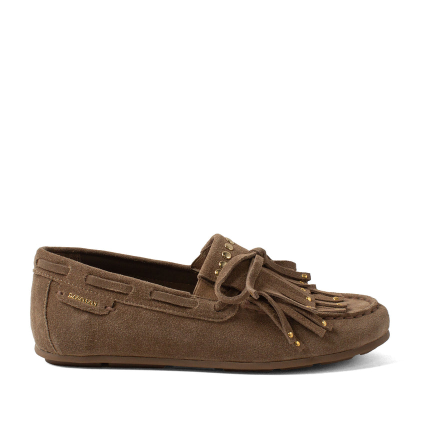 Belle Damen Wildleder-Mokassins Khaki