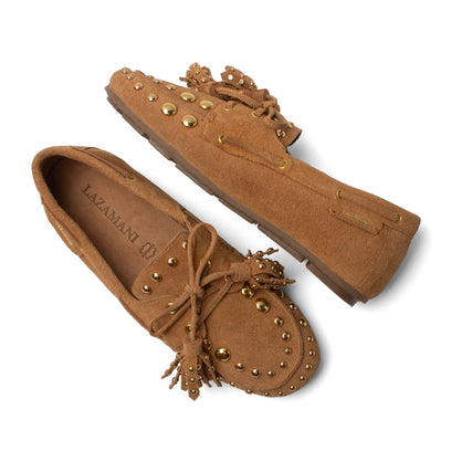 Stella Damen Wildleder-Mokassins Cognac