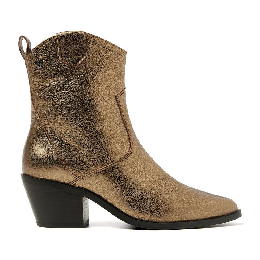 Ambre Damen Leder-Stiefeletten Bronze