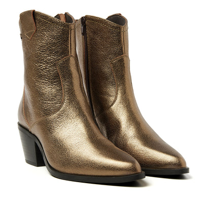 Ambre Damen Leder-Stiefeletten Bronze