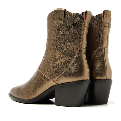 Ambre Damen Leder-Stiefeletten Bronze