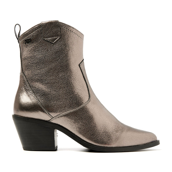 Ambre Damen Leder-Stiefeletten Pewter