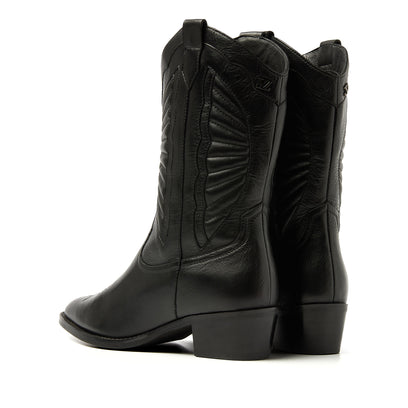 Milou Damen Leder Cowboy-Stiefel Black