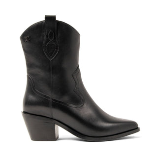 Lu Damen Leder Cowboy-Stiefel Black