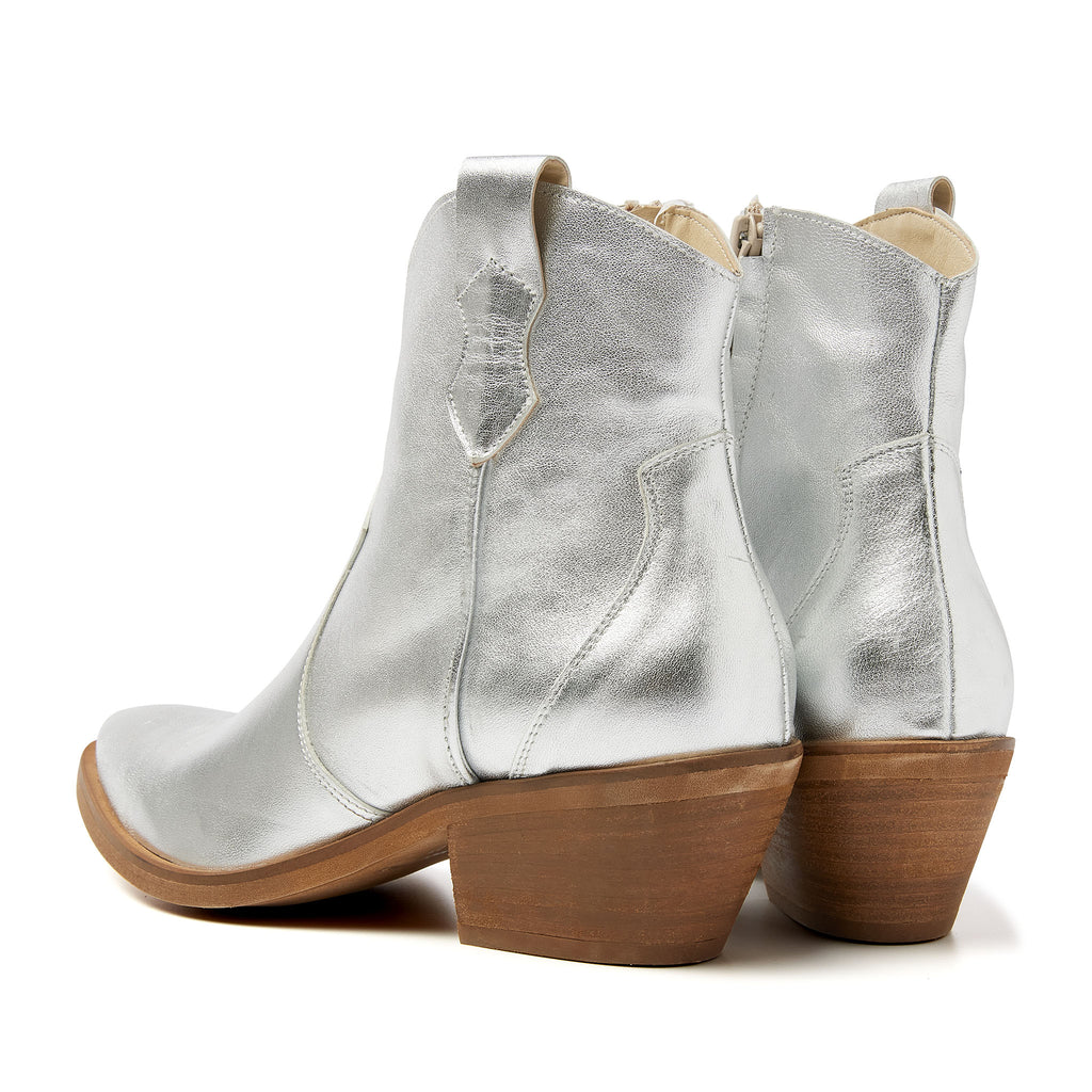 Arianna Damen Leder-Stiefeletten Silver