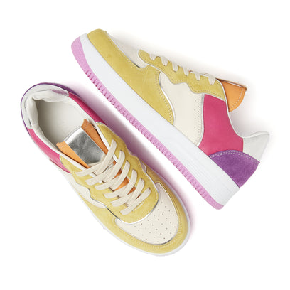 Barcelona Damen Ledersneaker Yellow