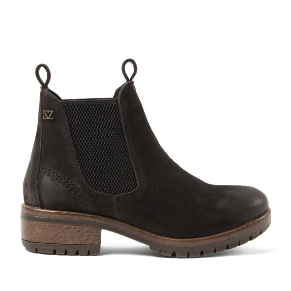 Lia Damen Leder Chelsea-Boots Black